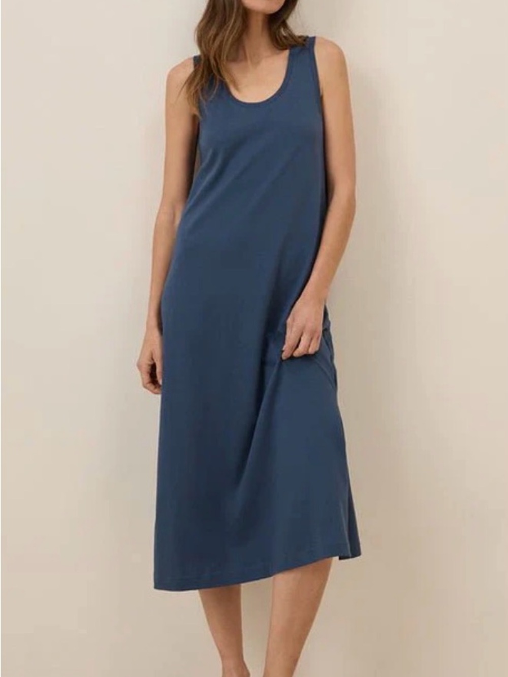 Pact Organic Softspun Tank Midi Dress Blue Women’s Size Small